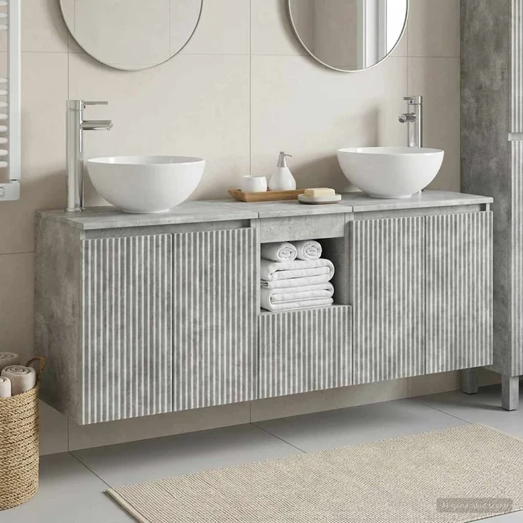 vidaXL Wandhängendes Badezimmerschrank-Set 3 stk. Betongrau 3405630 – Bild 1