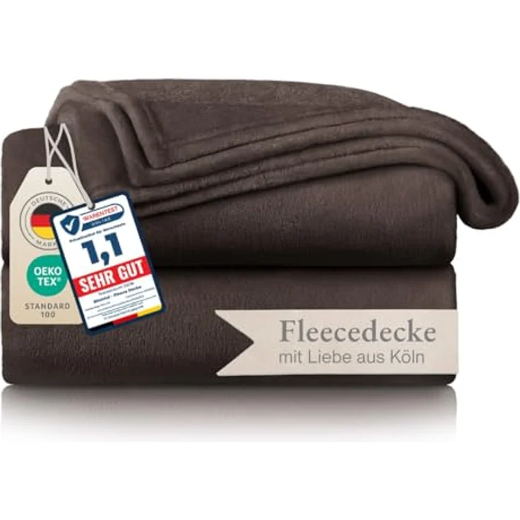 Blumtal Fleecedecke 130x150 cm - Oeko-Tex zertifizierte Kuscheldecke - Wohndecke 130x150 cm - weiche Decke Couch als Wohn- & Kuscheldecke 130x150 cm - Wohndecke Kuscheldecke 130x150 cm - Dunkelbraun – Bild 2