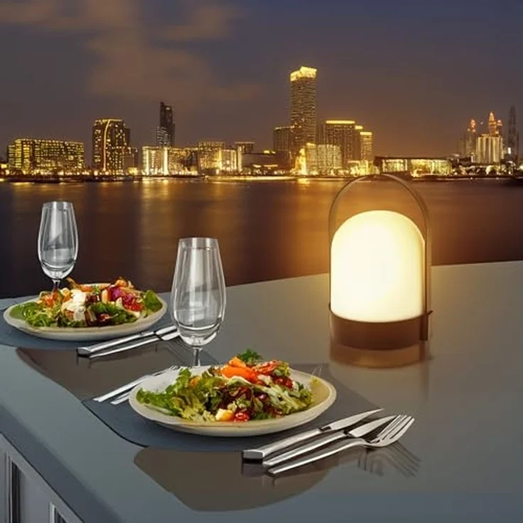 Spetebo LED Außen-Tischleuchte LED Garten Tischleuchte warm weiß - 21 x 13 cm, AN / AUS, LED fest integriert, warmweiß, Tischlampe mit Henkel Batterie betrieben – Bild 6