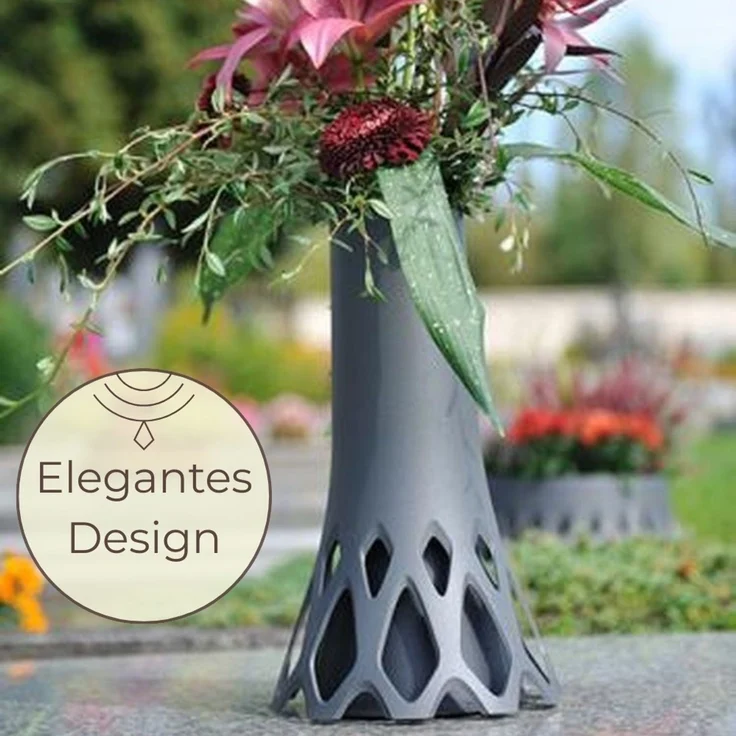 GarPet Bodenvase Grabvase mit Sockel Friedhofvase Grab Vase Friedhof Wetterfeste Vase – Bild 6