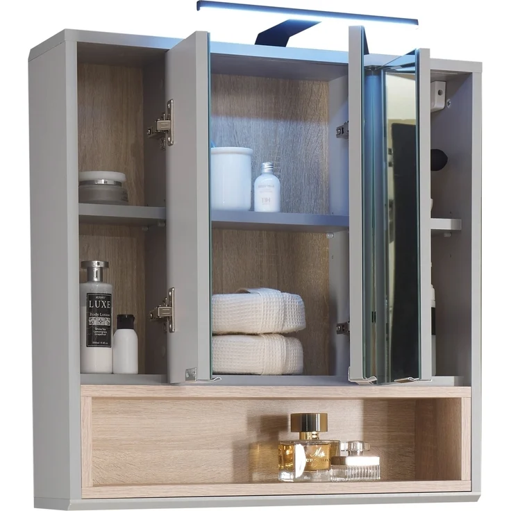 Badezimmer-Set >Tunis< (4-tlg. ) in Grau matt / Abs. Sonoma Eiche Dekor – Bild 6