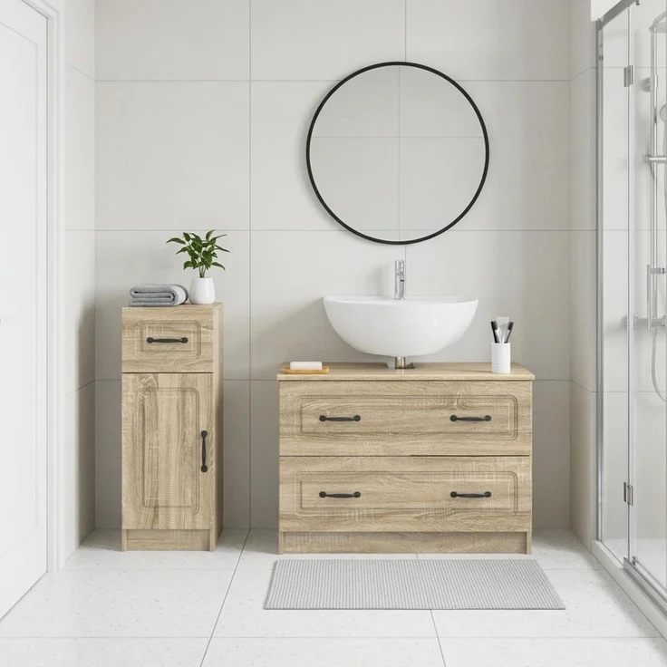 vidaXL 2-teiliges Badezimmer Schrank Set UTRECHT Sonoma-Eiche 3417731 – Bild 1