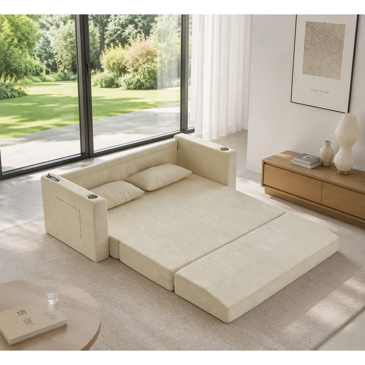 ZUBALIYA SchlafSofa mit USB - Anschluss, mit Chenille - Bezug, mit Samtbezug, mit breiten Armlehnen, mit Schaumstoffpolsterung – Bild 19