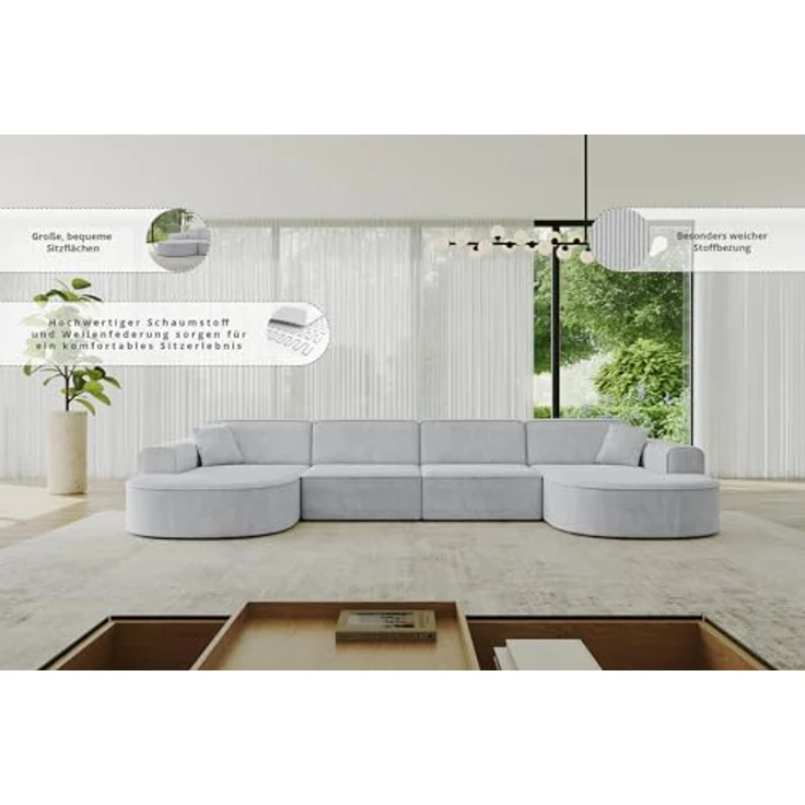 ALTDECOR Wohnlandschaft MARI-U2, Sofa Praktische Bequeme Funktionsecke Couch U-Form Eckcouch, Corner Sofa U-Form Vielseitige Sofa Wohnlandschaft Wohnzimmer – Bild 7