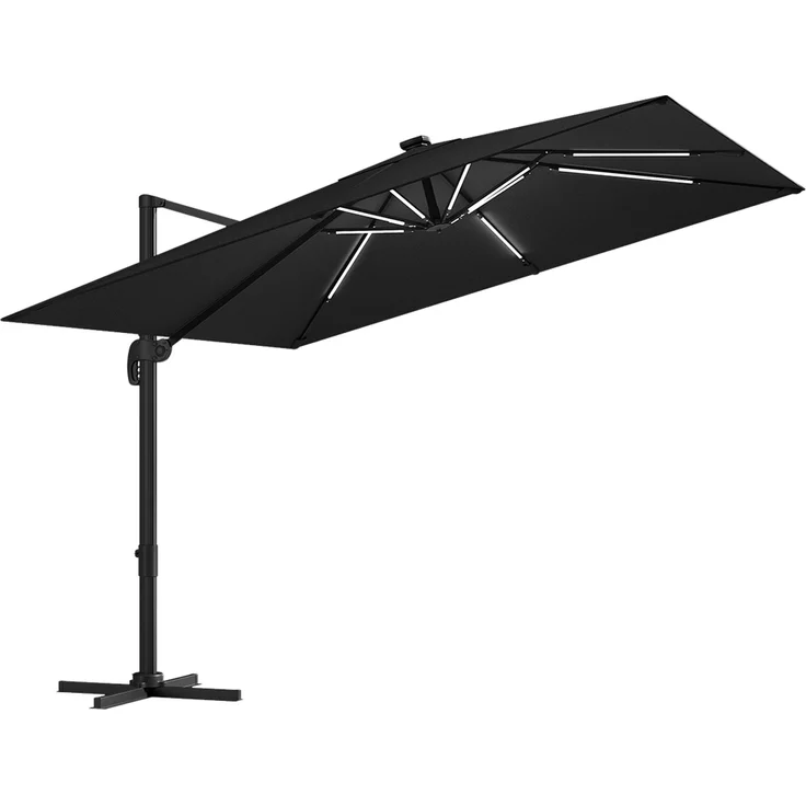 STEELSØN 'Lyrion' Sonnenschirm LED Solar 300x300 cm quadratisch, neigbar und 360-Grad drehbar, schwarz, Ampelschirm inkl. Abdeckung, UV50+ – Bild 12
