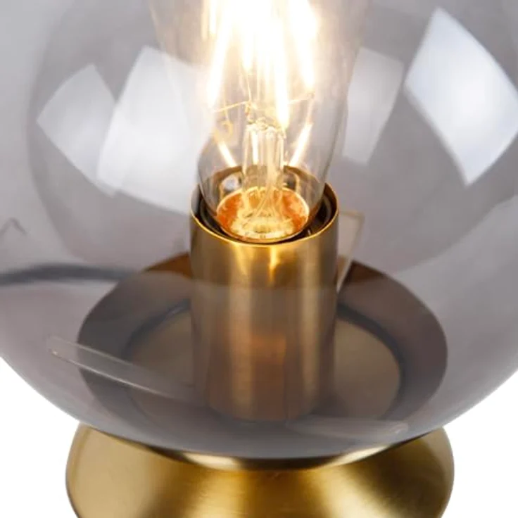 QAZQA Art Deco Tischlampe Pallon, Messing mit Rauchglas, dimmbar, LED E27, 20 cm Kugel für Wohnzimmer und Schlafzimmer – Bild 5