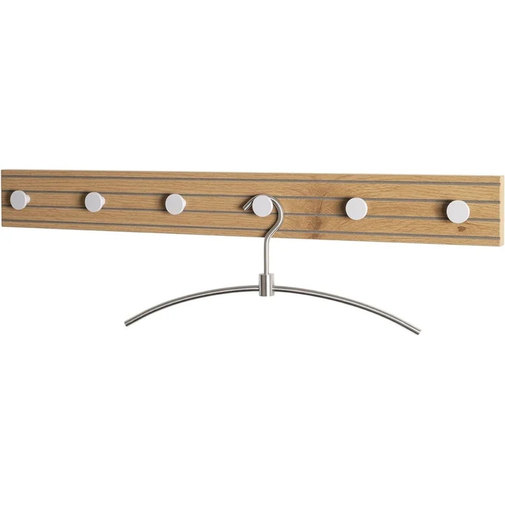 Haku Garderobenleiste Wandgarderobe aus MDF in Eiche-Dekor mit 6 Metallhaken in Kaschmirgrau, 80x4x9 cm – Bild 4
