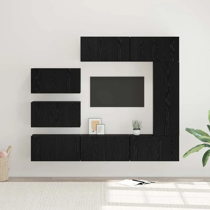 vidaXL TV-Schrankset 8 stk. 30,5 x 30 x 90 cm Schwarz Eichen-Optik 3393133 – Bild 1