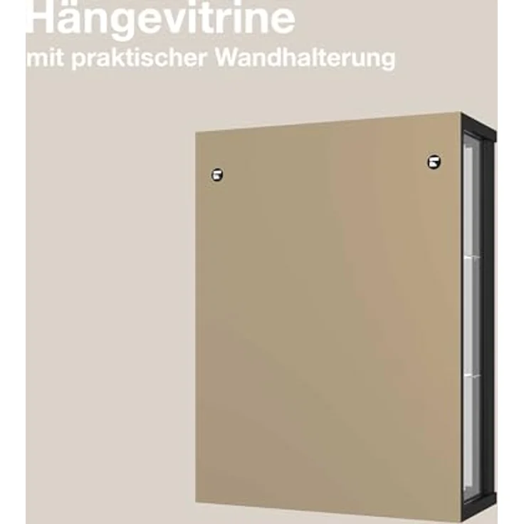 K-Möbel Hängevitrine, Schwarze Glasvitrine mit 2 Fächern, Rechteckig, 60x80x25 cm für Wohnzimmer und Wohnwände – Bild 7