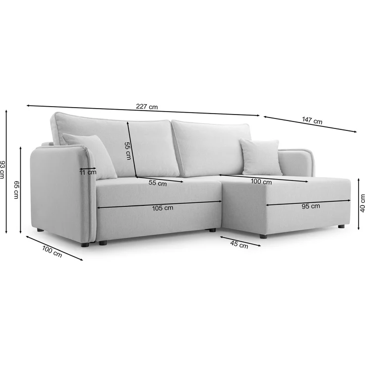Selsey 'Kassian' Ecksofa mit Schlaffunktion und Bettkasten, hellgrau, links – Bild 4