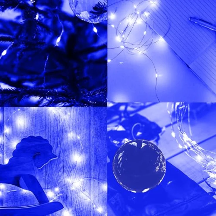 Jsdoin LED Mini Lichterkette mit Batterie, 6x20er Micro Lichterkette außen Batterie, 2M DIY kleine Lichterketten Wasserdicht für Party Hochzeit Weihnachten Beleuchtung Deko (Blau) – Bild 5