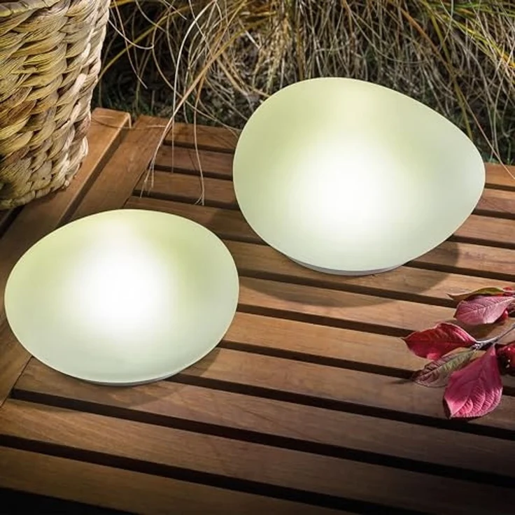 Solar Glas Deko Steinleuchten 2er Set Lichtfarbe neutralweiß 4100K Gartendekoration Solarleuchten esotec 102084 – Bild 2