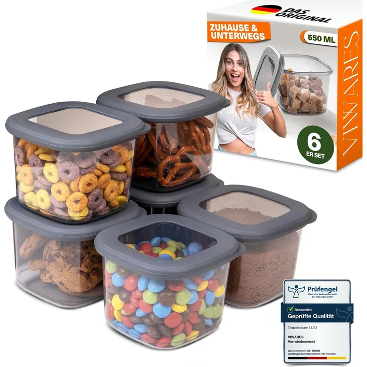 Viwares Vorratsdosen mit Deckel Luftdicht, 6er Vorratsbehälter Set BPA-Frei, Vorratsdose zur Müsli Mehl Aufbewahrung Küche, Praktische Organizer Küche, Frischhaltedosen für Lebensmittelaufbewahrung