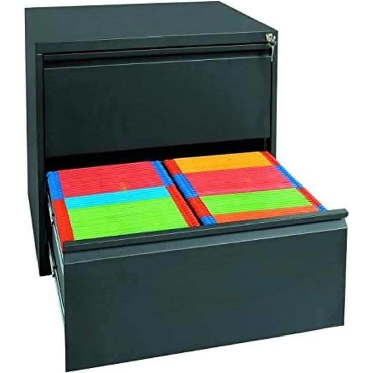 Stahl Büro Hängeregistratur Schrank Bürocontainer 70 x 76 x 62 cm (HxBxT) mit 2 Schüben doppelbahnig Schwarz 561229