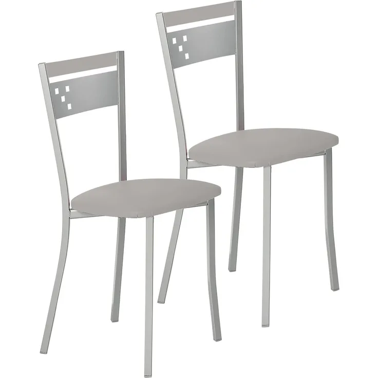 ASTIMESA Zwei Küchenstühle aus Metall, Rückenlehne und Sitzfläche, Grau