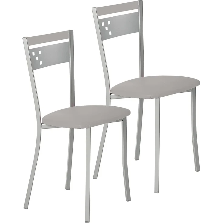 ASTIMESA Zwei Küchenstühle aus Metall, Rückenlehne und Sitzfläche, Grau