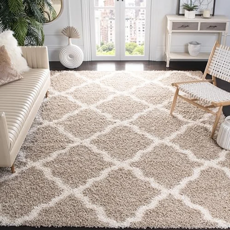 SAFAVIEH Zottelig Teppich für Wohnzimmer, Esszimmer, Schlafzimmer - Dallas Shag Collection, Hoher Flor, Beige und Elfenbein, 240 x 300 cm – Bild 9