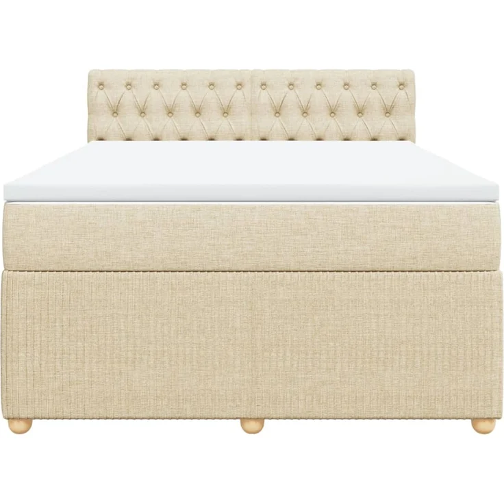 vidaXL Boxspringbett mit Matratze Creme 140x200 cm Stoff 3289791 – Bild 6