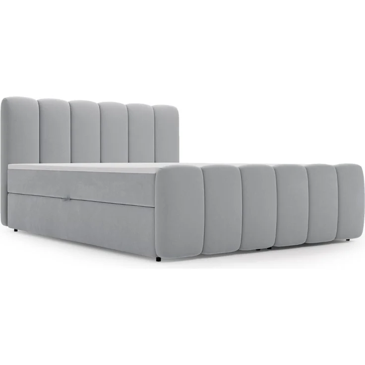 GRAINGOLD Cloud Boxspringbett 200x200, Bett mit Bettkasten, Velour-Stoff, mit Kopfteil, Grau – Bild 2