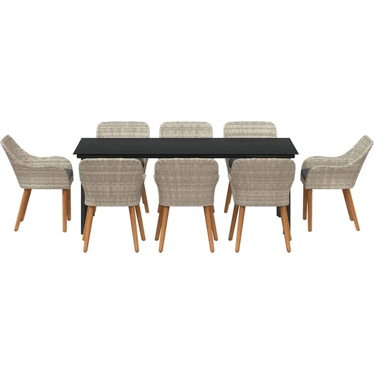 vidaXL Garten Essgruppe 9 stk. Hellgrau Poly-Rattan 3261718 – Bild 7