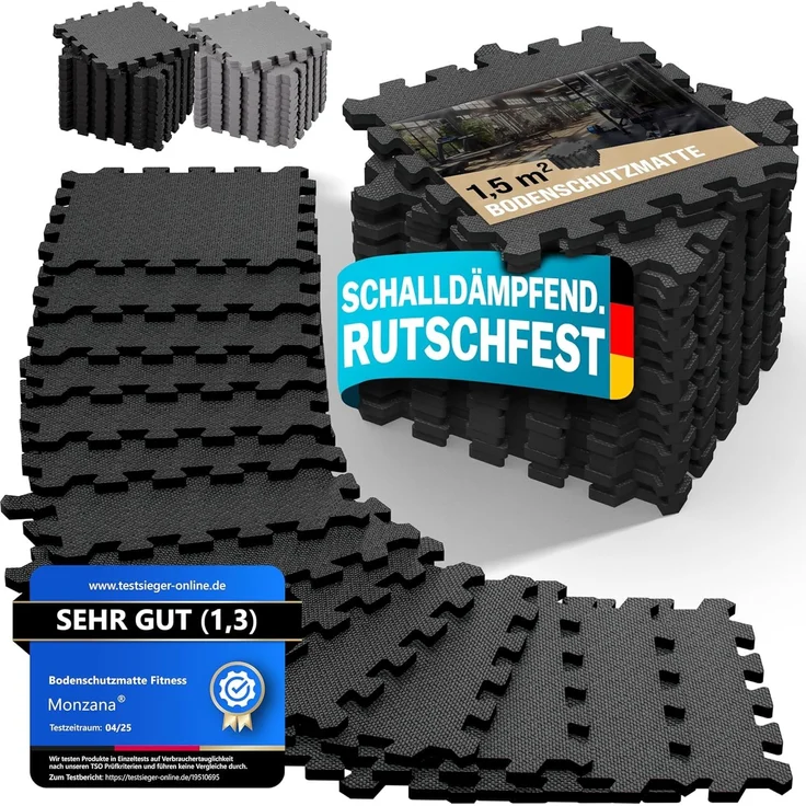 monzana Bodenschutzmatte, 18-St, Rutschfest, EVA-Schaumstoff, Bodenschutz, 30x30cm, Fitnessmatte, Pool