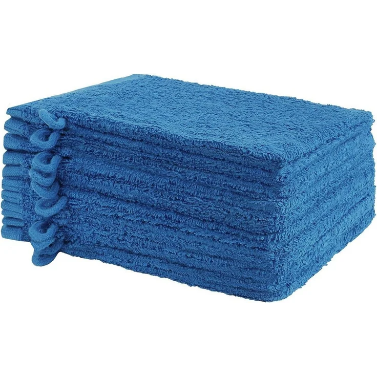 NatureMark Waschhandschuh Waschhandschuhe 500 gsm (10er-Set), 100% Baumwolle (10-St), Premium Frottier Waschhandschuhe, 15x21cm, Royal blau – Bild 1