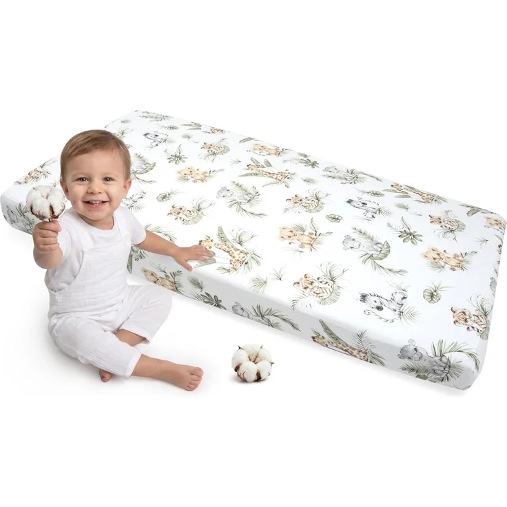 Medi Partners Spannbettlaken Spannbetttuch 60x120 cm 100% Baumwolle Baby Bettwäsche Babymatratze Schlafsack Kinderbett Babybett (Safari)