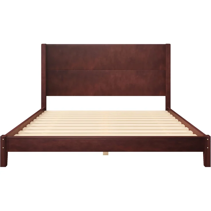 Merax Doppelbett, 160x200 Plattformbett mit Kopfteil und Lattenrost, Braun – Bild 8