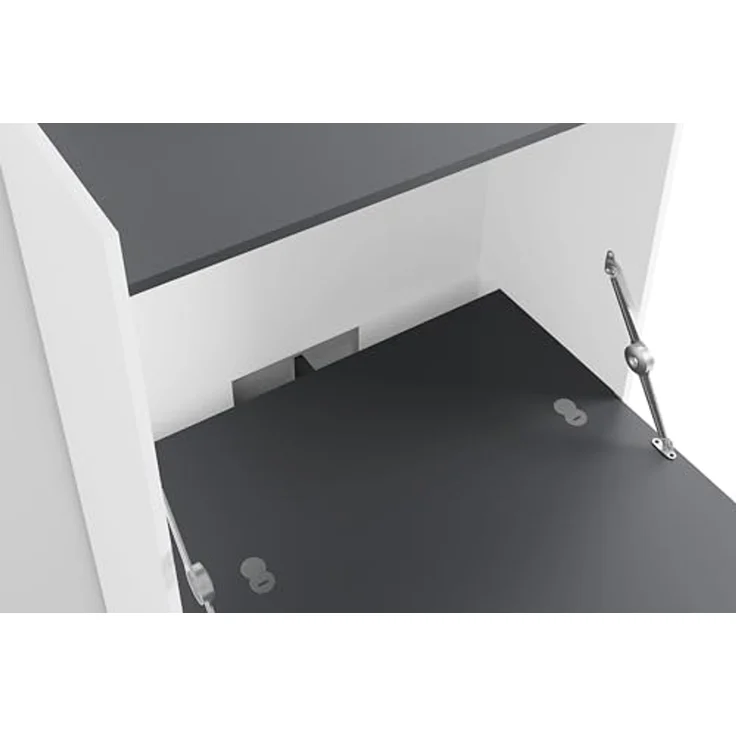 byLIVING Sekretär Hannes/Sekretär matt weiß - anthrazit/Office-Schrank mit 1 Klappe und 2 Türen/Grifflos/B 80, H 141, T 40 cm – Bild 5