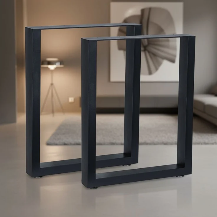 Tischuntergestell 80x72cm Möbelfüße Schwarz Tischbeine Industrie Bankkufen Stahl – Bild 11