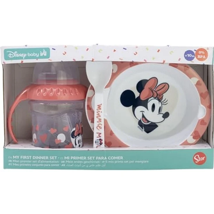 Disney Minnie Mouse Kinderbesteck Baby Geschenkset 3-teilig – Trinkbecher, Schale & Löffel (3-tlg) – Bild 2