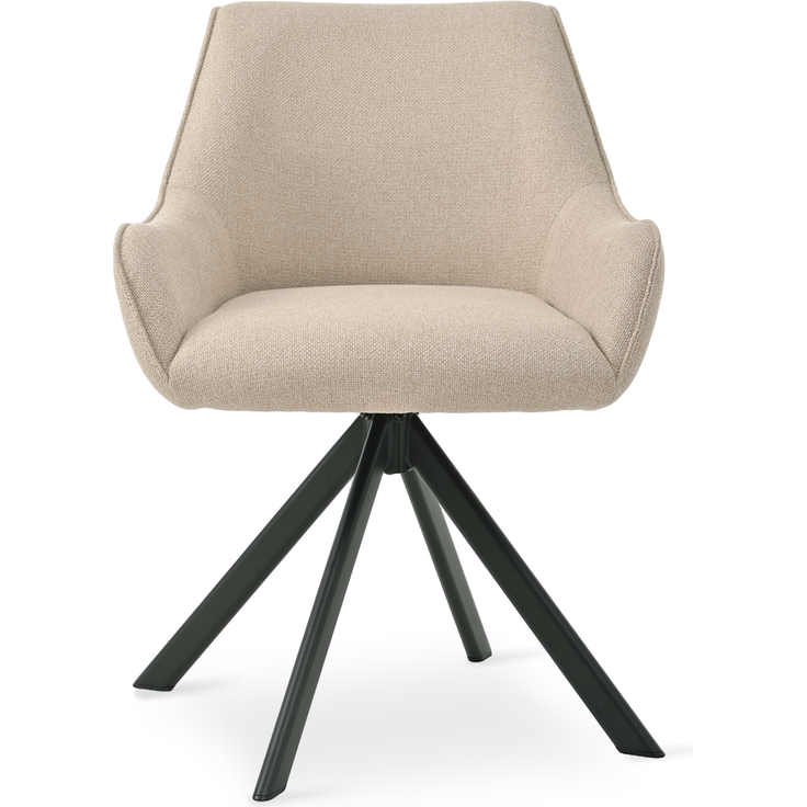 GOEURVANT 1178 Esszimmerstühle 6er-Set mit Armlehnen, 360° Drehbar, Webstoff - Beige Stoff – Bild 9