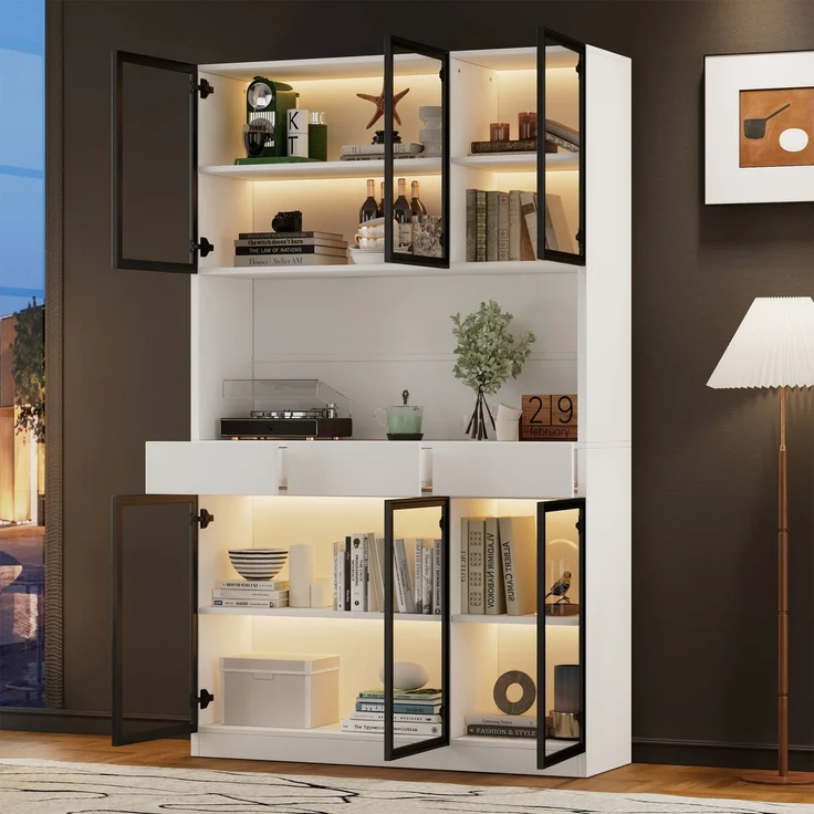 ZUBALIYA Schrank mit LED-Beleuchtung in Weiß, ideale Lösung für kleine Räume, robuste Verarbeitung, langlebige Materialien, einfache Selbstmontage, mit verständlicher Aufbauanleitung, si. (Modell 4) – Bild 23