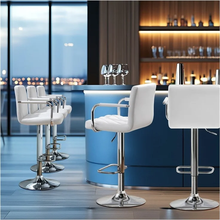 Yaheetech Barhocker 2-er Set, Höhenverstellbarer Barstuhl mit Armlehnen, Sitzhöhe 62,5 cm – 84,5 cm – Bild 2