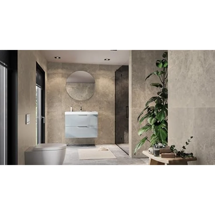 Germania Waschtisch inkl. Becken 9087-587 GW-CELANO, mit Zwei Schubladen, in Graphit/Silbergrau, 81 x 65 x 46 cm (BxHxT) – Bild 2
