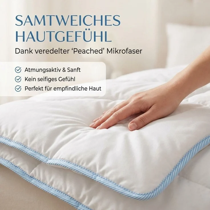 KNERST Microfaserbettdecke Allergiker Bettdecke Antibakteriell 95°C Waschbar, Füllung: Polyester (silikonisierte Hohlfaser), antibakteriell (Sanitized), atmungsaktiv, Ganzjahresdecke 135x200 Atmungsaktiv Antibakteriell – Bild 4