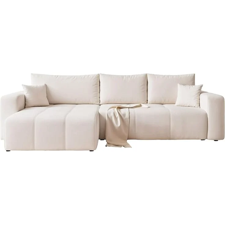 Modernes Ecksofa in L-Form mit Schlaffunktion und Stauraum; freistehendes Design, bietet Platz für vier Personen. – Bild 1