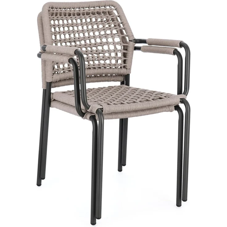Gartenstuhl Rajada aus Aluminium, modernes Design, taupe anthrazit, stapelbar für Outdoor – Bild 8