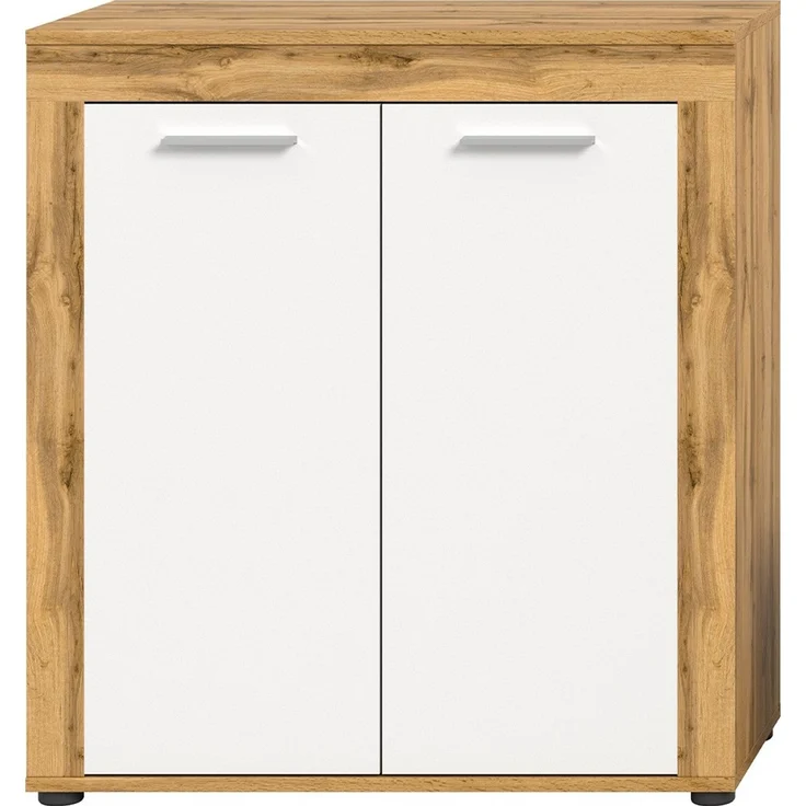 xonox. home Wohnen Jam X8BK6T20 Highboard Hochkommode Wohnzimmerschrank Hochschrank in Wotan Eiche Melamin und weiß Melamin, ca. B/H/T: 80 x 88 x 35 cm – Bild 1
