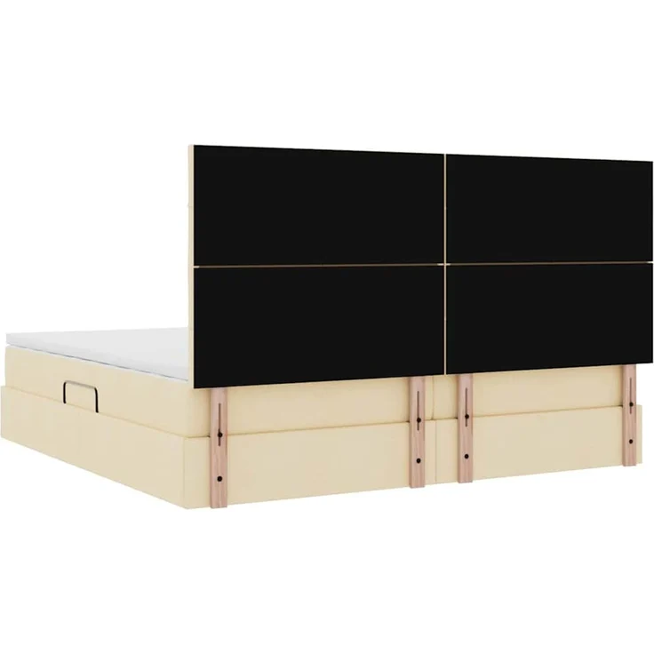 vidaXL LED-Speicherbett mit Matratze Creme 200 x 200 cm Stoff 3372442 – Bild 12