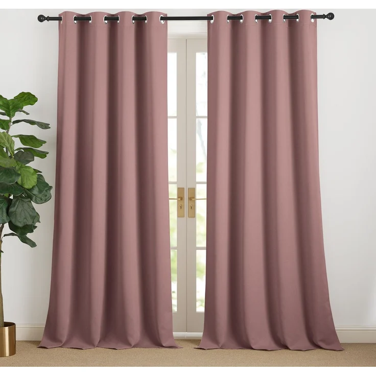NICETOWN Verdunkelungsvorhang Kinderzimmer Gardinen 240 cm Lang 2er Set H240 x B140 cm Altrosa, Thermo Vorhänge Gegen Kälte und Hitze Übergardinen Wohnzimmer Modern Ösenschal
