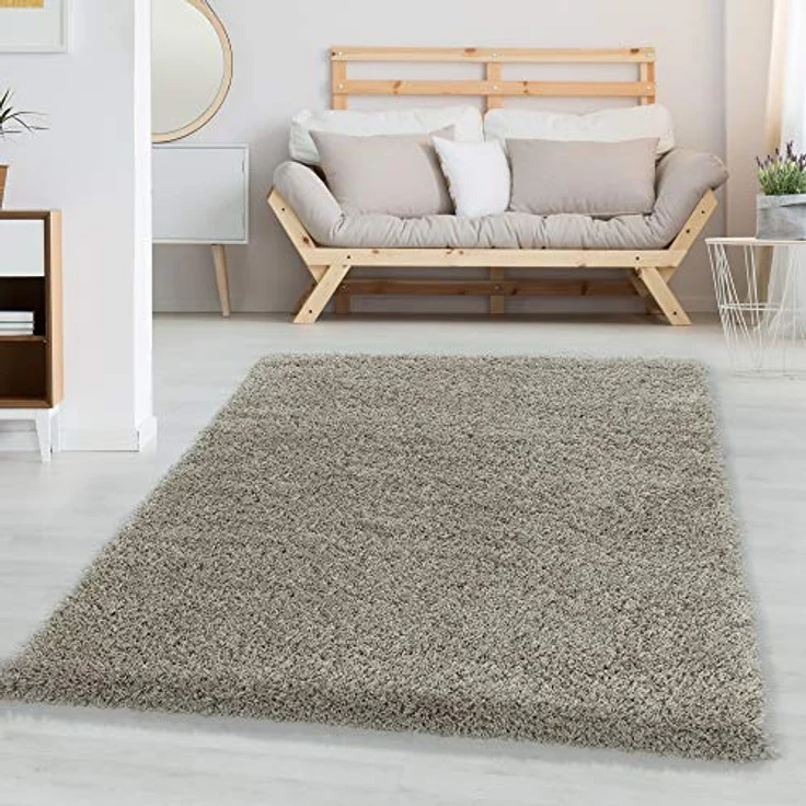 Carpetsale24 Shaggy Hochflor Teppich 60x110 cm Natur weich flauschig modern einfarbig Für Flur oder kleine Räume für Wohnzimmer Schlafzimmer Flur – Bild 1