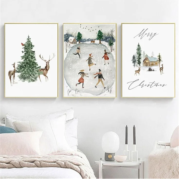 3er Premium Weihnachten Winter Poster Set Wandbilder Leinwandbilder 50x70cm – Bild 2