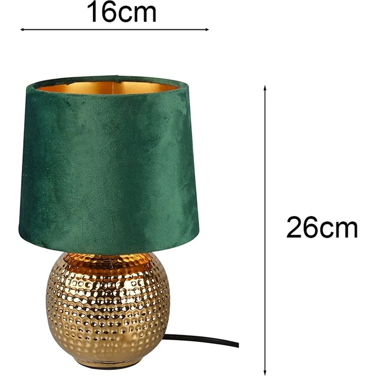 RL Light 'Sophia' Tischleuchte R50821015, Steh-Nachtlicht, Lampenschirm & Schreibtischlampe, Keramik grün/gold – Bild 6
