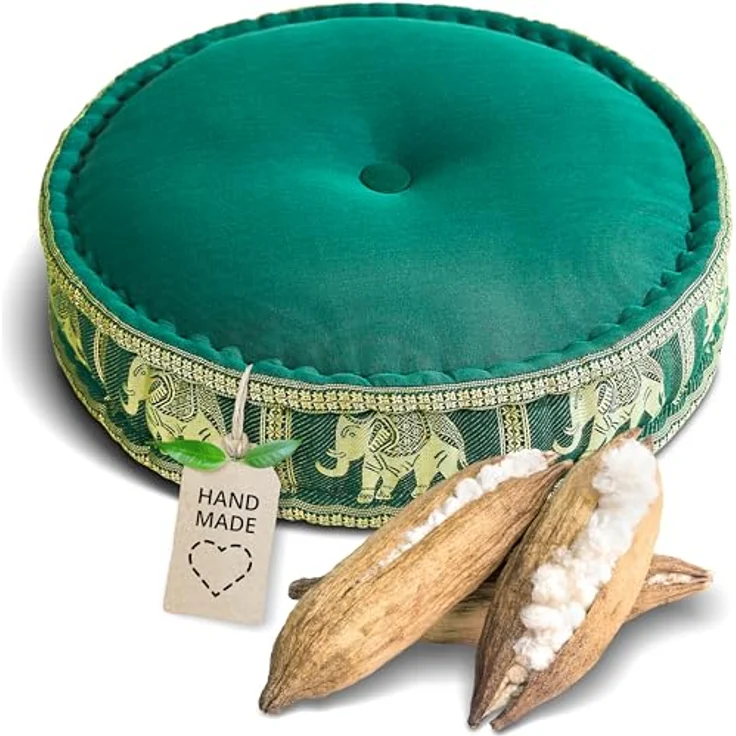 livasia Meditationskissen Zafukissen groß (Deluxe) vegan und handgefertigt, 44x15cm, Kapok – Bild 2