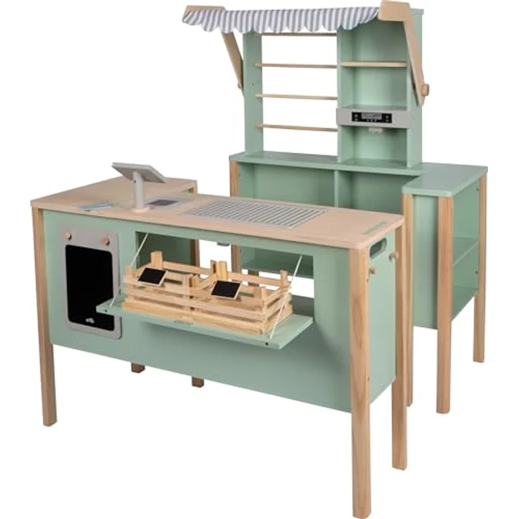 small foot Kaufladen & Kinderküche Fresh, vielseitig nutzbar als Imbiss, Kiosk oder Marktstand, Salbeigrün – Bild 5