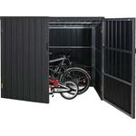 WPC-Fahrradgarage HWC-J29, Geräteschuppen Fahrradbox, Metall Holzoptik abschließbar ~ 4 Räder 172x213x160cm anthrazit