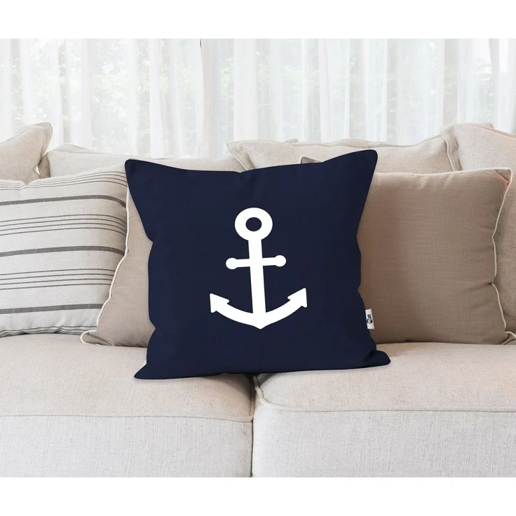 MoonWorks Dekokissen Kissenbezug Anker Aufdruck maritimes Motiv Geschenk für Nordlichter Kissenhülle Dekokissen Moonworks® – Bild 2