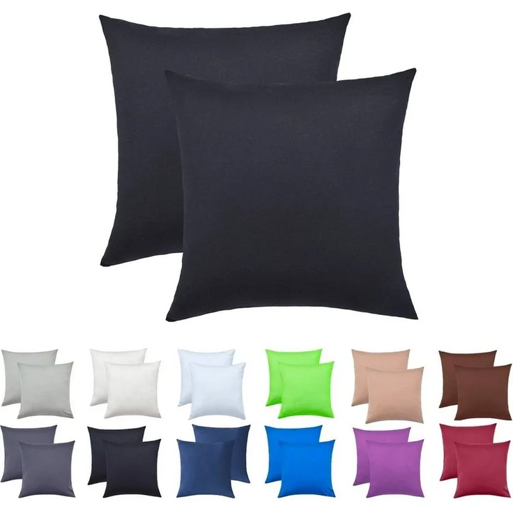 NatureMark 2er Pack Jersey Kissenbezug Kissenhülle Kissenbezüge Seitenschläferkissen Nackenkissen viele Größen und Farben ÖKO-TEX (40x60 cm (Nackenkissen geeignet), Schwarz) – Bild 1