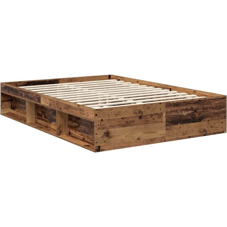 vidaXL Bettrahmen Altholz 135 x 190 cm Massives Kiefernholz 3412914 – Bild 4